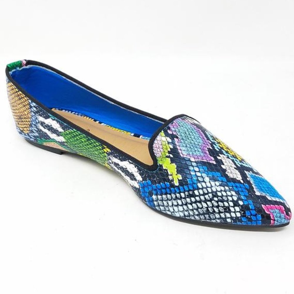 New! Multi Snake Pointy Toe Flats - Picture 3 of 8